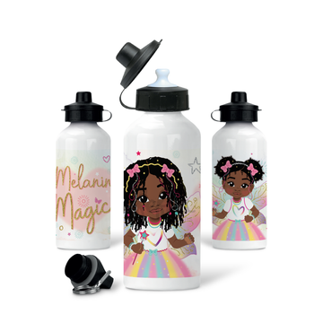 Melanin Girl Magic Black Fairy Water Bottle | Empowering Aluminium Hydration | Fefus Designs