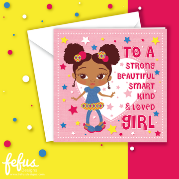 BE YOU Puff Girl - Black Girls Birthday Card