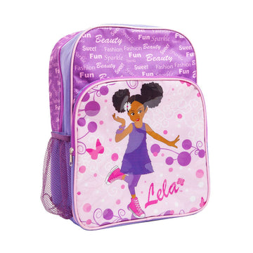 Lela Purple Backpack Black Girl School Bag