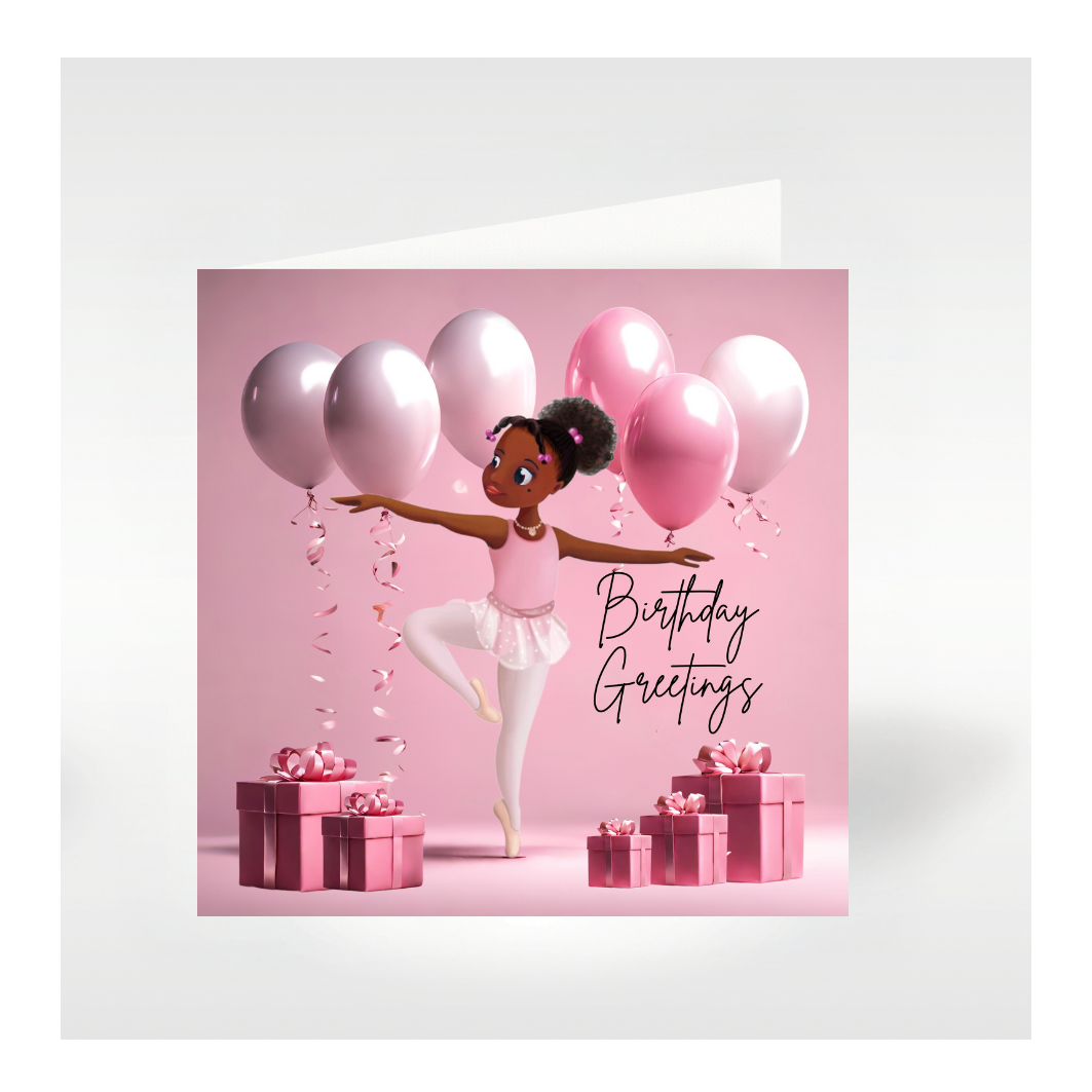 Nia Ballerina Birthday Card (3) | Black Greeting Cards🩰