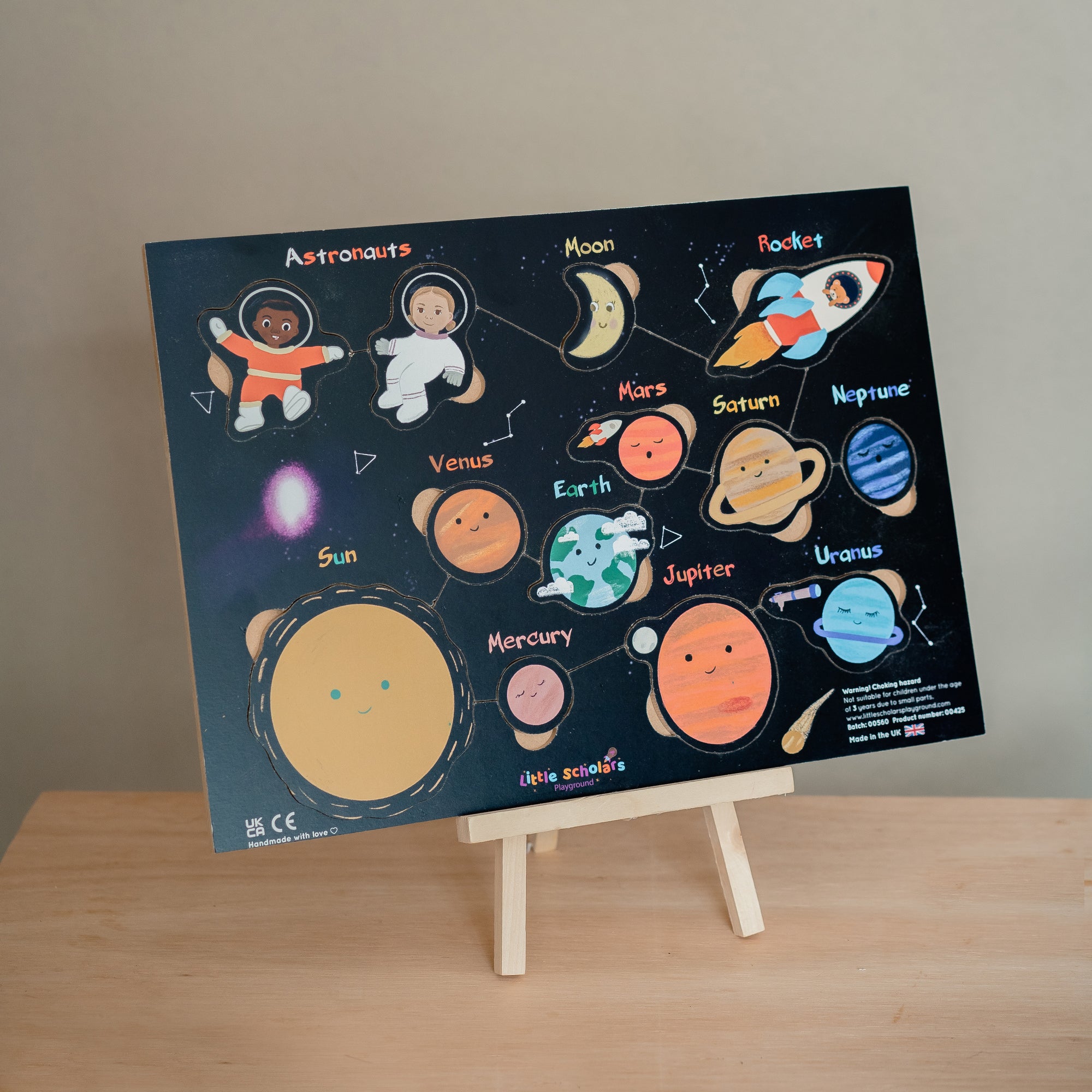 Wooden solar system puzzle and FREE fact sheet