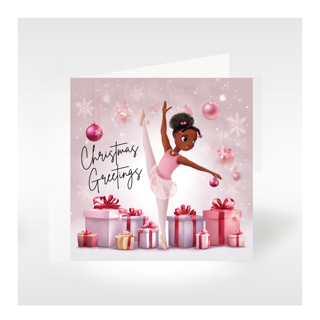 Nia Ballerina Christmas Card| Black Greeting Cards | 🩰 🎄